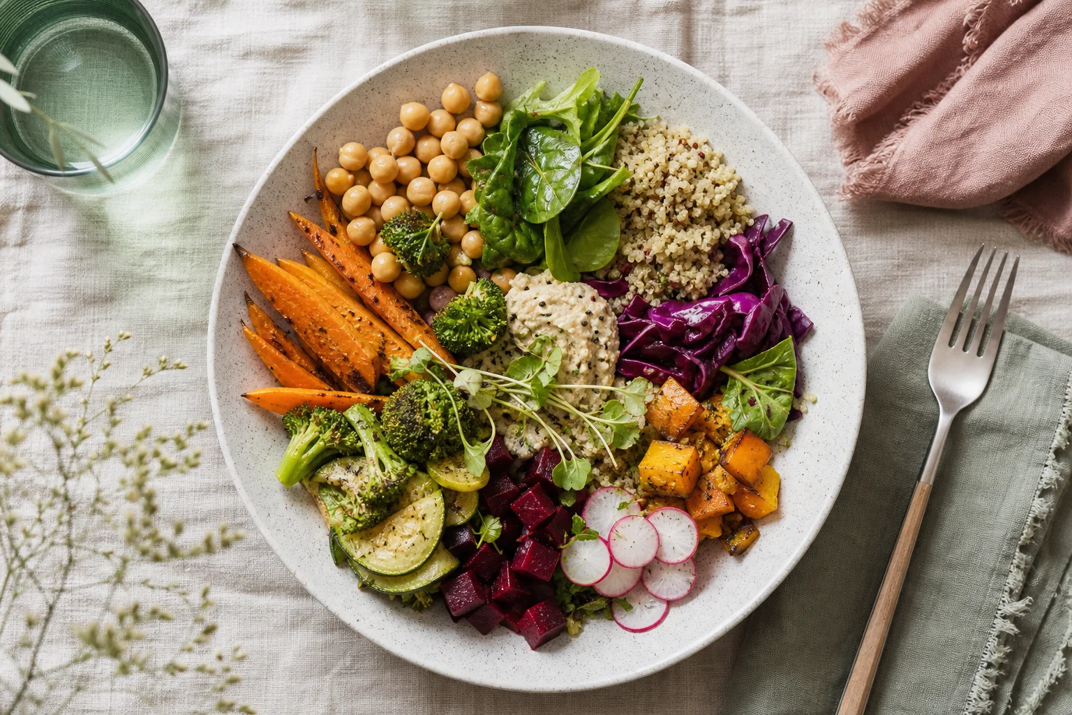 Colourful salad and wholegrain dish
